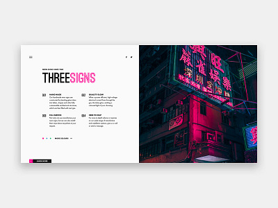 Three Signs interface landing layout minimal modern neon signs ui ux website