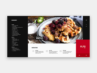 Waffles cooking interface landing layout minimal modern recipe ui ux waffles website