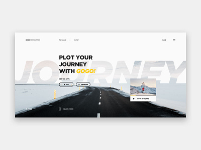 GOGO app interface landing layout minimal modern travel ui ux website