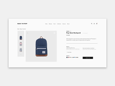 Bags n Stuff - Product Page ecommerce interface landing layout minimal modern ui uidesign web web design website