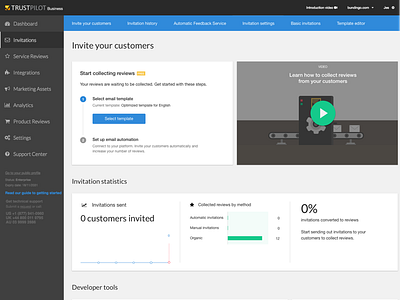 Invitation Dashboard charts dashboard free material redesign trustpilot ui video wizard