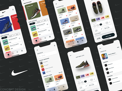 Nike App Design Concept 3d animation application branding design figma graphic design graphics illustration interaction design logo motion graphics nike nike app nike shoes shoe app ui ui design vector vectors