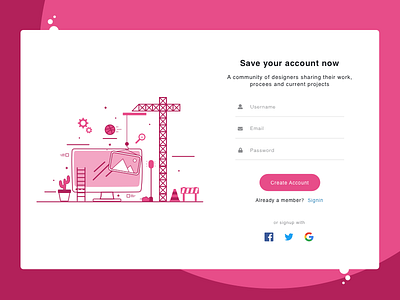 Dribbble Signup Page