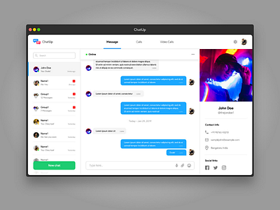 ChatUp - A chatting application chat chatting application design interaction design light theme messenger social application ui ux web application webapp