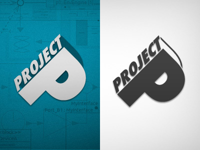 Project P 3d 3d blue blueprint branding futura logo perspective typography