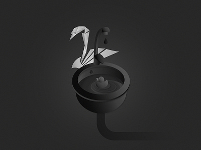 . black consumption dark duck paper plastic sink swan white