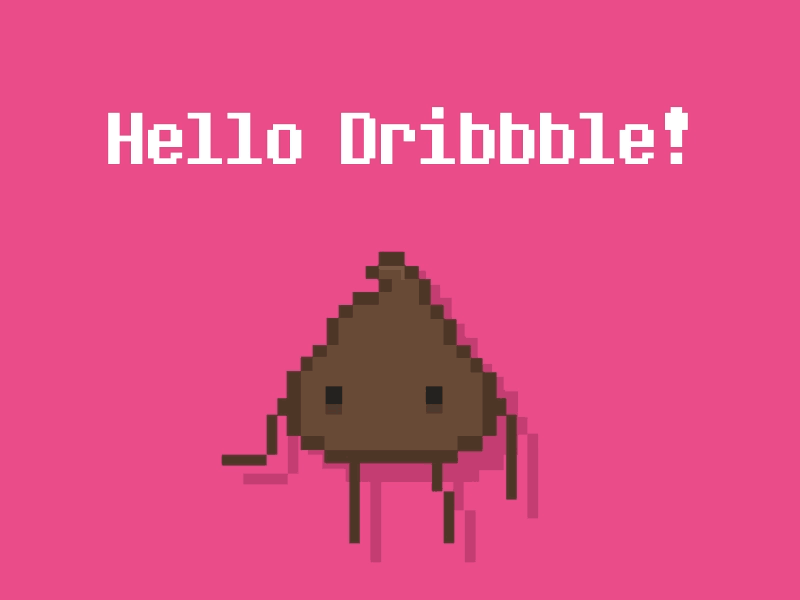 Hello Dribbble! animation character dance pixelart poop