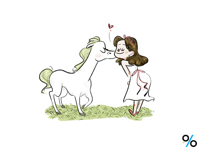 True love cartoon characterdesign comic art girl horse illustration kissing