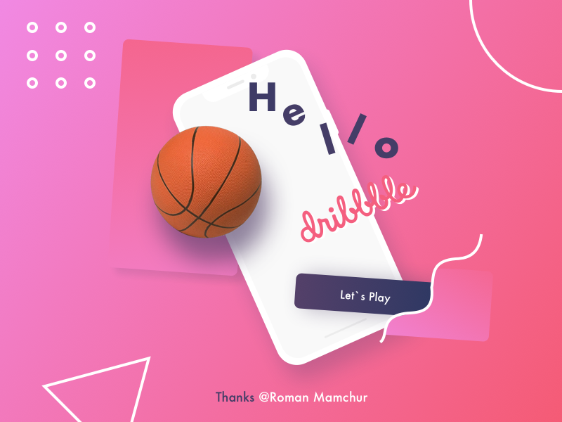 My First Shot on Dribbble ball pink hello dribbble first shot