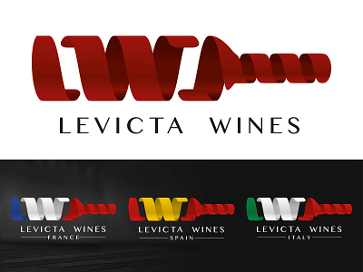 Levicta Wines - Wine Bottle Logo bottle design france identity italy logo red spain unused proposal wine wines