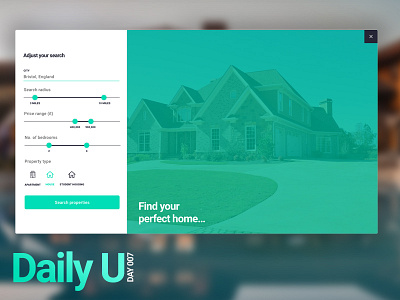 Daily UI Challenge #007 clean daily ux day 7 filter green real estate search options settings ui ui challenge ux white