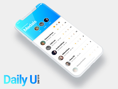 Daily UI Challenge #019 app blue clean daily ui dashboard design leaderboard sports app ui challenge ux