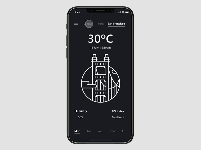 daily UI Challenge #037 animation app daily ui dribbble iphone ui challenge ux weather