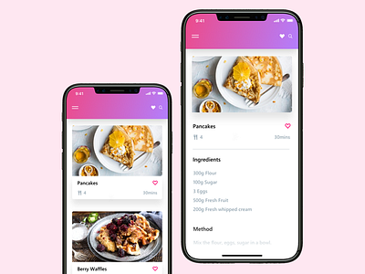 daily UI Challenge #040 clean daily ui dribbble gradient iphone pink recipe restaurant ui ux