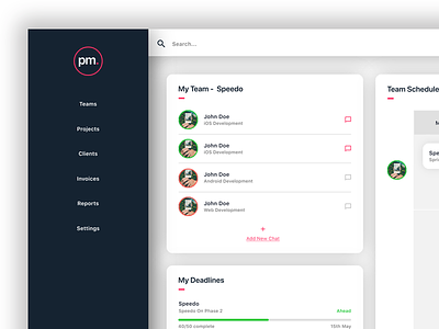 Project/Team Management Concept *Work In Progress* cms dashboard invision studio project management team management work in progress