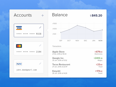 Wallet & Balance balance card credit currency debit expenses money transactions wallet