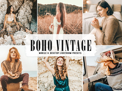 Boho Vintage Mobile & Desktop Lightroom Presets aesthetic tones blogger presets desktop presets impressive presets influencer presets lovely presets luxury presets mobile presets outdoor presets travel presets