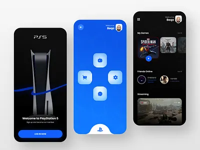 Playstation App blue clean gaming gaming app interaction mobile app playstation playstation app playstation5 ps5 sony streaming app ui