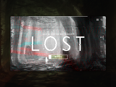 Lost bw clean forest glitch interaction landing landing page lost ui ux