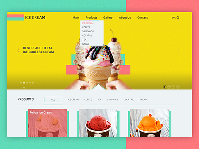 Web Design For ICE CREAM Shop colorful cream flat ice ice cream ice cream interaction landing ui ux web web design