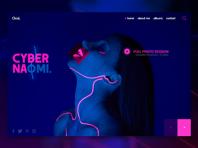 CYBER NAOMI clean colorful cyber interaction landing page light naomi neon photography purple ui ux web web design