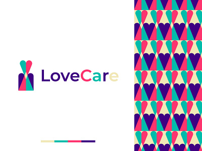 LOVECARE Logo Design brand identity branding care colorful geometric grid logo health heart icon illustration logo logodesign logomark mark minimal organization party pattern symbol welness