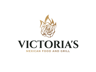 Victorias Logo Design brand identity branding fire flower food food and beverage graphicdesign grill logo logodesign logotype mark minimal minimalist modern modernism monogram restaurant rose symbol
