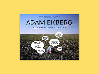 Adam Ekberg - Rutgers Artist Talk Flyer adam ekberg artist flyer print rutgers