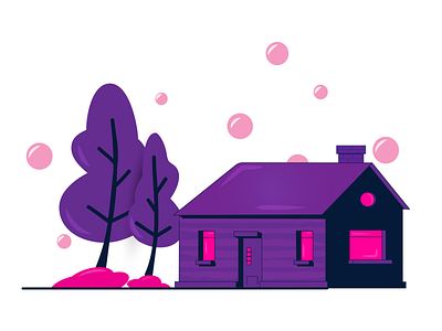 dribble House graphic design house illustration illustrator cc nature purple trees vector