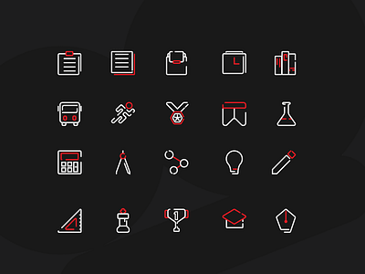 school related icons book icon icon set illustration illustrator cc lineicon mobile mobile ui school sport student two color ui vector