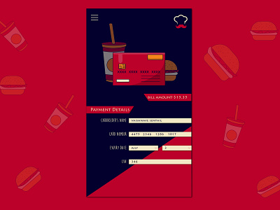 Payment page for a restaurant branding credit card payment creditcard dailui dailyui dailyui002 food icon illustration illustrator paymentpage restaurant ui uiux ux vector vectorart website websitedesign websitedevelopment