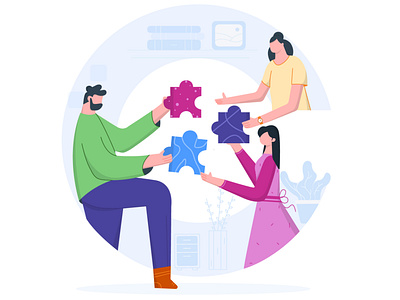 Collaboration adobe celebrate colaboration collaborate employee flat flatdesign happy illustration illustrator jigsaw people puzzle team teamwork united unity vectorart work