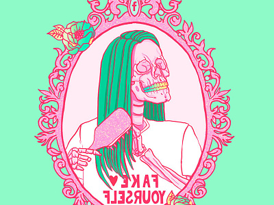 Love Yourself, Fake Yourself 2d artist colours crazy festival glitter illustracion illustrator neon pink pop surrealism