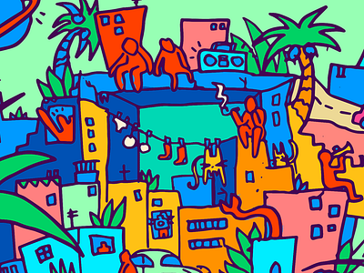 Brazil Poster Illustration 2d brazil city colorful crazy favelas illustration illustrator landscape world