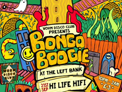 Bongo Boogie Logo and poster design 2d character design colourful handmade logo illustration jungle music art music artwork poster poster a day poster art surreal tropical
