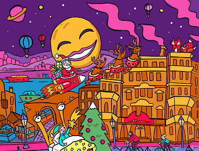 Remarkable - visit bristol tourist centre promotional content bristol bristol illustrator christmas christmas card christmas illustration city illustration cityscape concept art editorial illustration surreal illustrator