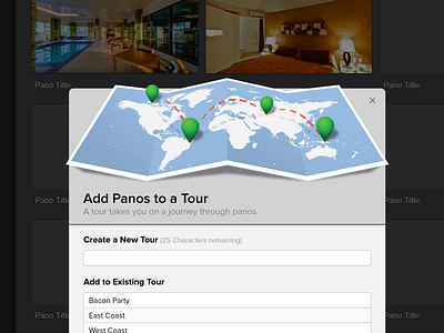 Tour Modal map modal pano pop pop up team disruptive tour travel ui