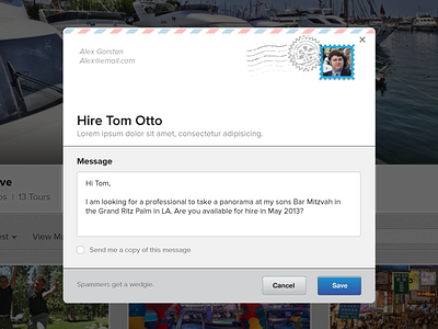 "Hire a Pro" Modal 2 envelope hire a pro mail modal pano pop up pro send team disruptive