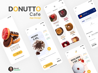 Donuts cafe app add to cart app app design application donut shop food delivery app shopping app ui uiux