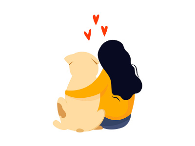 Friendship animal design dog friend friendship girl hugging illustration love pet togetherness vector