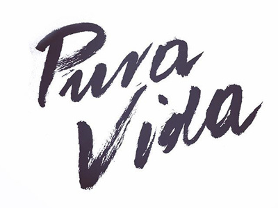 Pura Vida black and white brush bw lettering pura typography vida