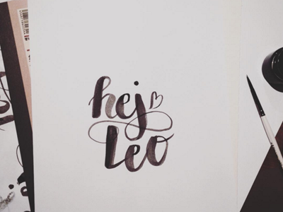 Hello to little Leo black and white brush bw handlettering ink leo lettering typography