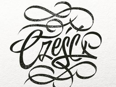 Cześć! black and white bw czesc handlettering hello lettering polish typography