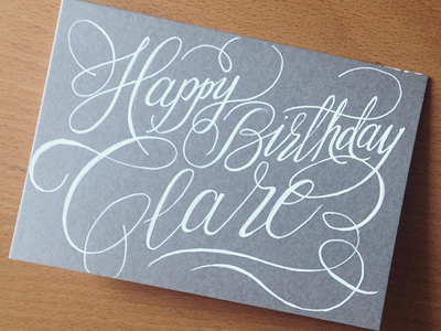 Birthday Card birthday card clare ink lettering liternictwo silver typografia typography white