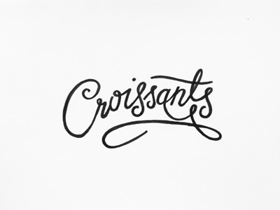 Croissants black and white bw croissants handlettering lettering swash type typography