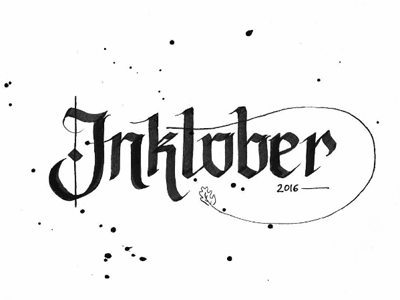 Inktober black and white blackletter brush bw handlettering inktober lettering typography