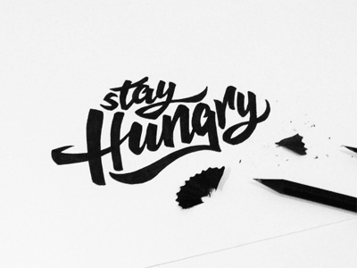 Hungry black black and white bold brush bw handlettering hungry ink inktober lettering typography