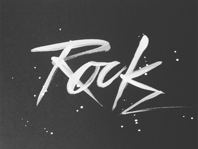 Rock black black and white brush bw expressive handlettering inktober lettering rock spatter typography white ink