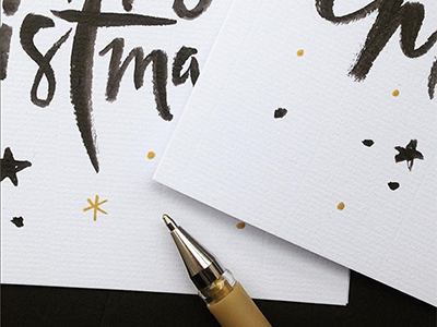 Sneak peek – Christmas card 2 brush card christmas festive hand lettering happy lettering snowflake star typography winter xmas