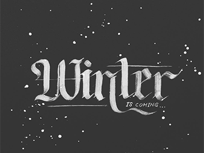 Winter black brush bw dark hello lettering splatter star typography white ink winter